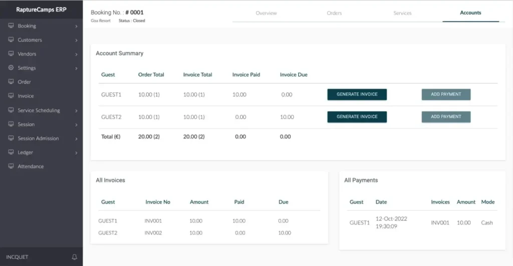 Image of Custom Zoho Creator ERP for Hospitality Industry made by Incquet Solutions